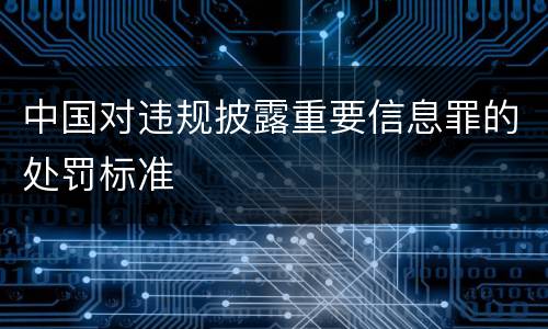 中国对违规披露重要信息罪的处罚标准
