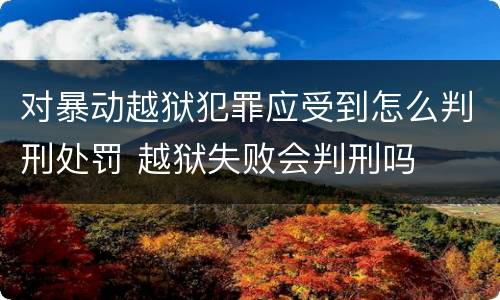 对暴动越狱犯罪应受到怎么判刑处罚 越狱失败会判刑吗