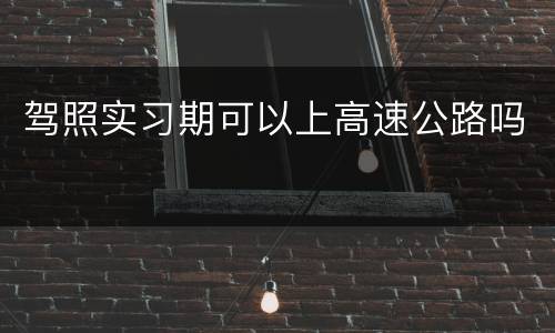 驾照实习期可以上高速公路吗