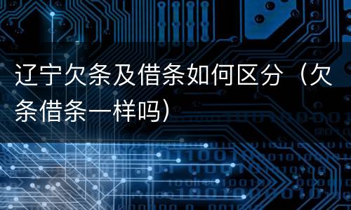 辽宁欠条及借条如何区分（欠条借条一样吗）