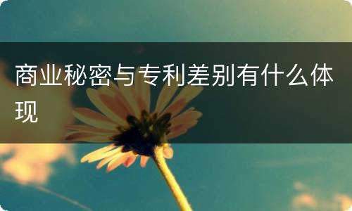 商业秘密与专利差别有什么体现
