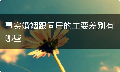 事实婚姻跟同居的主要差别有哪些