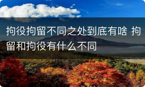 拘役拘留不同之处到底有啥 拘留和拘役有什么不同