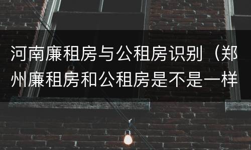 河南廉租房与公租房识别（郑州廉租房和公租房是不是一样）