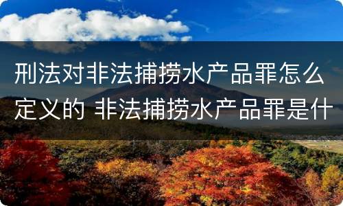 刑法对非法捕捞水产品罪怎么定义的 非法捕捞水产品罪是什么犯罪类型