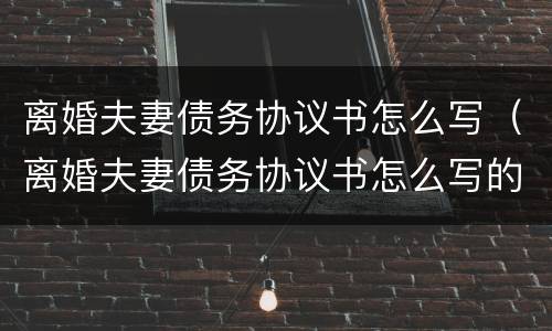 离婚夫妻债务协议书怎么写（离婚夫妻债务协议书怎么写的）