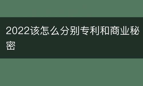 2022该怎么分别专利和商业秘密