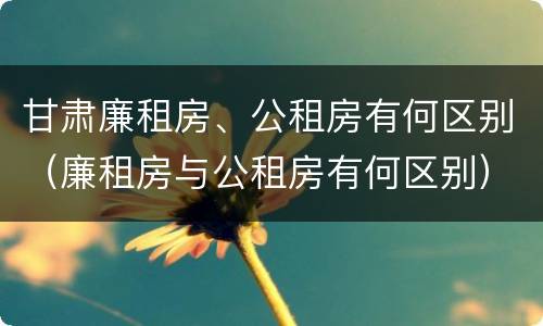 甘肃廉租房、公租房有何区别（廉租房与公租房有何区别）