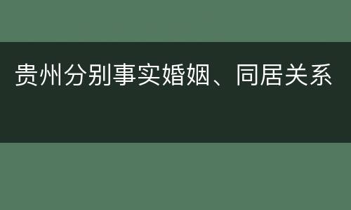 贵州分别事实婚姻、同居关系