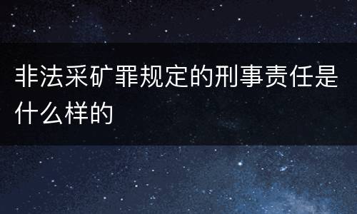 非法采矿罪规定的刑事责任是什么样的