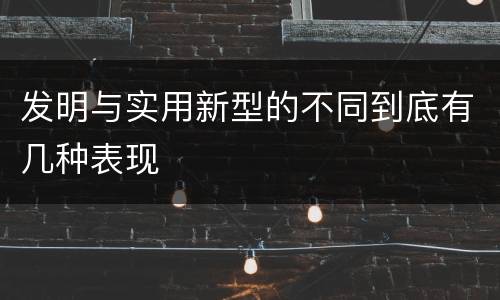 发明与实用新型的不同到底有几种表现