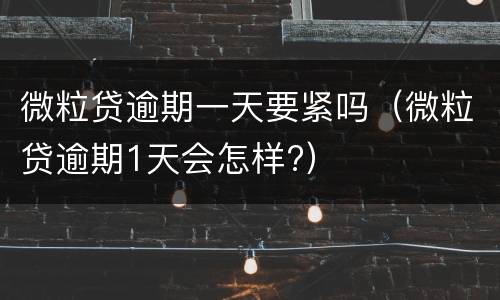 微粒贷逾期一天要紧吗（微粒贷逾期1天会怎样?）