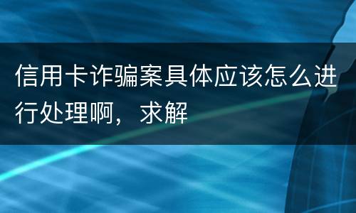 信用卡诈骗案具体应该怎么进行处理啊，求解