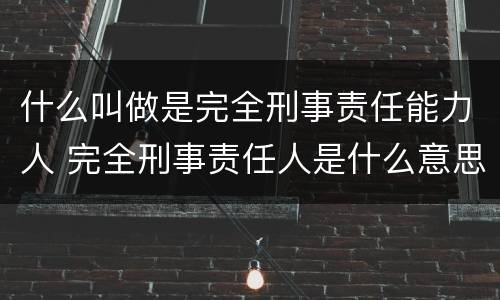 什么叫做是完全刑事责任能力人 完全刑事责任人是什么意思