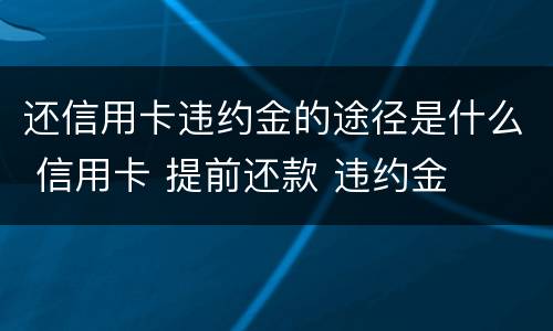 还信用卡违约金的途径是什么 信用卡 提前还款 违约金