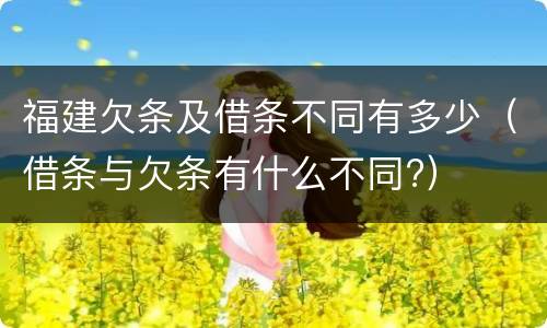 福建欠条及借条不同有多少（借条与欠条有什么不同?）