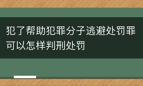 犯了帮助犯罪分子逃避处罚罪可以怎样判刑处罚