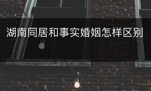 湖南同居和事实婚姻怎样区别