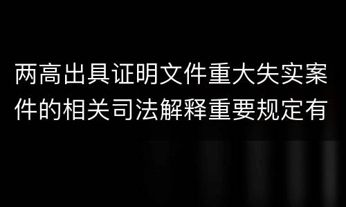两高出具证明文件重大失实案件的相关司法解释重要规定有哪些
