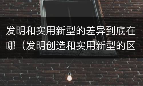发明和实用新型的差异到底在哪（发明创造和实用新型的区别）
