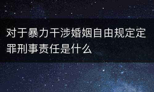 对于暴力干涉婚姻自由规定定罪刑事责任是什么
