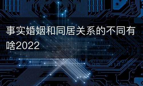 事实婚姻和同居关系的不同有啥2022