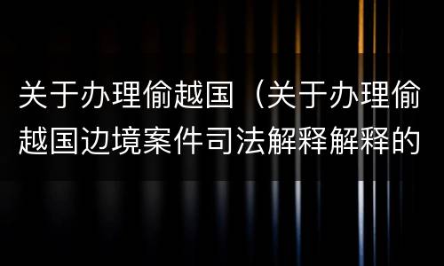 关于办理偷越国（关于办理偷越国边境案件司法解释解释的理解和适用）