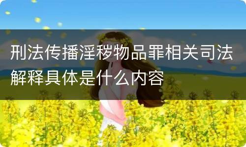 刑法传播淫秽物品罪相关司法解释具体是什么内容