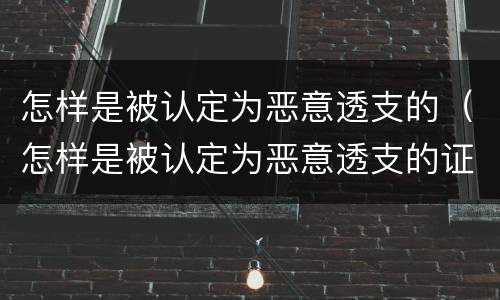 怎样是被认定为恶意透支的（怎样是被认定为恶意透支的证据）