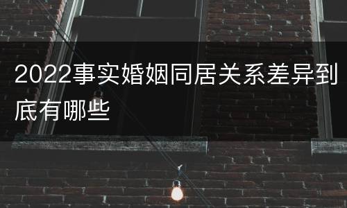 2022事实婚姻同居关系差异到底有哪些