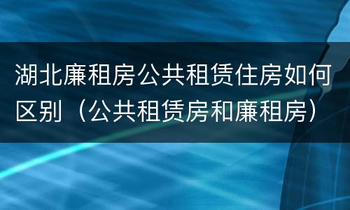 湖北廉租房公共租赁住房如何区别（公共租赁房和廉租房）