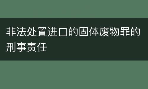 非法处置进口的固体废物罪的刑事责任