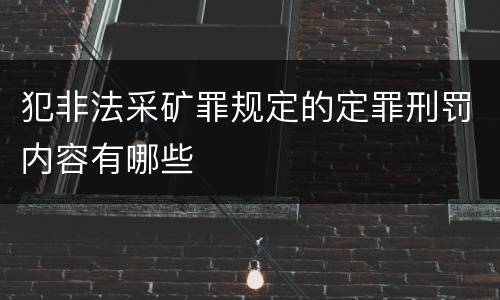 犯非法采矿罪规定的定罪刑罚内容有哪些