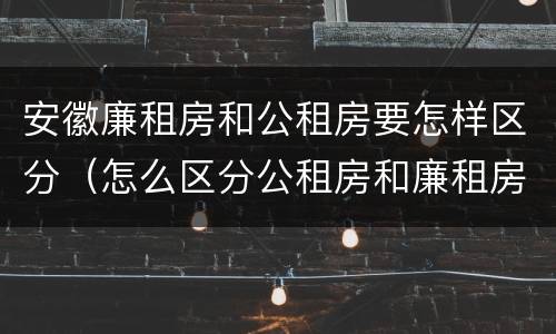 安徽廉租房和公租房要怎样区分（怎么区分公租房和廉租房）