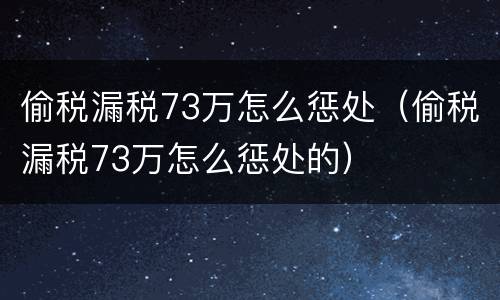 偷税漏税73万怎么惩处（偷税漏税73万怎么惩处的）