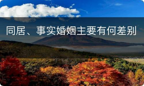 同居、事实婚姻主要有何差别