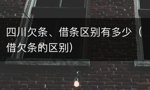 四川欠条、借条区别有多少（借欠条的区别）