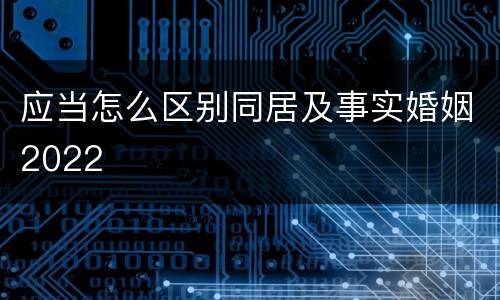 应当怎么区别同居及事实婚姻2022