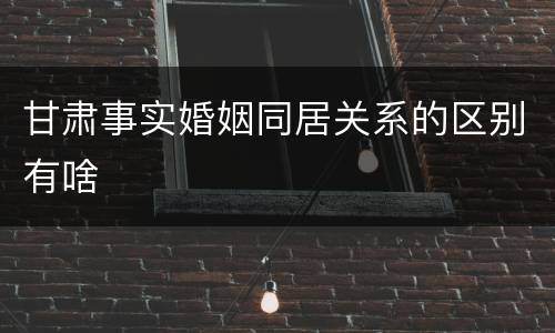 甘肃事实婚姻同居关系的区别有啥