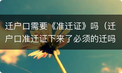 迁户口需要《准迁证》吗（迁户口准迁证下来了必须的迁吗）