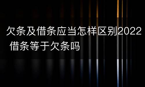 欠条及借条应当怎样区别2022 借条等于欠条吗