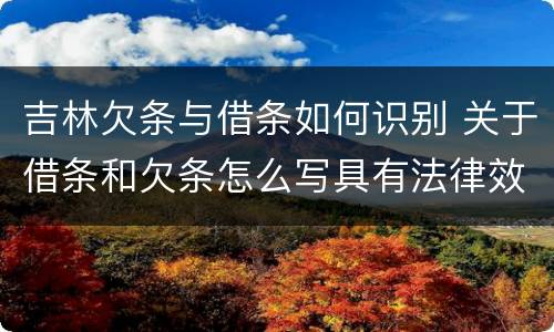 吉林欠条与借条如何识别 关于借条和欠条怎么写具有法律效应