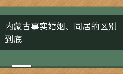内蒙古事实婚姻、同居的区别到底