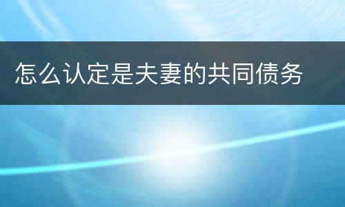 怎么认定是夫妻的共同债务