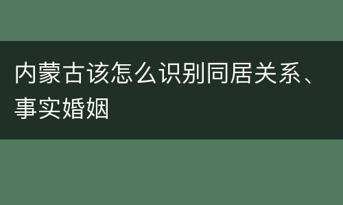 内蒙古该怎么识别同居关系、事实婚姻