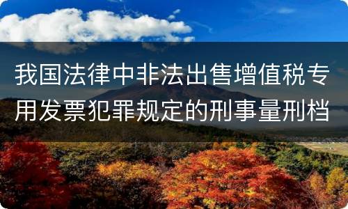 我国法律中非法出售增值税专用发票犯罪规定的刑事量刑档次是多少