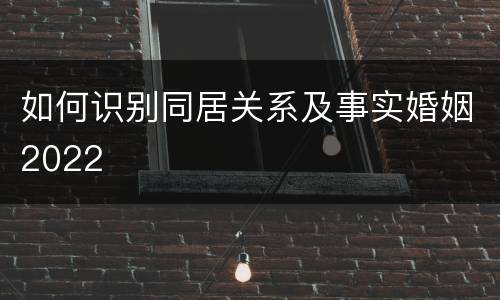 如何识别同居关系及事实婚姻2022