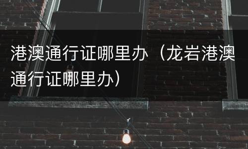 港澳通行证哪里办（龙岩港澳通行证哪里办）