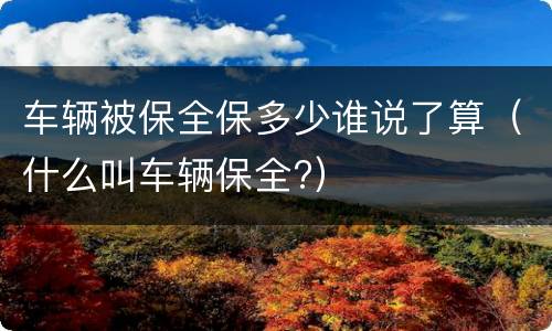 车辆被保全保多少谁说了算（什么叫车辆保全?）