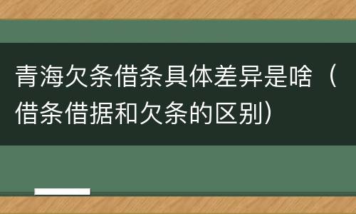 青海欠条借条具体差异是啥（借条借据和欠条的区别）